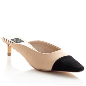 White House Black Market Zoe Cap Toe Leather Mules, Size 10